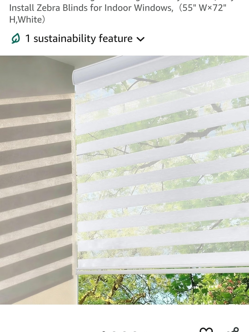 Zebra Window Roller Shade - White